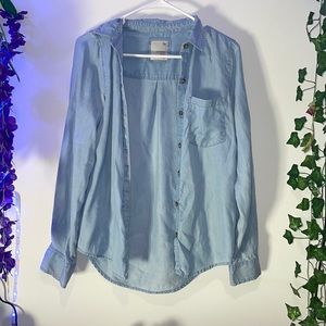SO favorite shirt button up jean colored xs